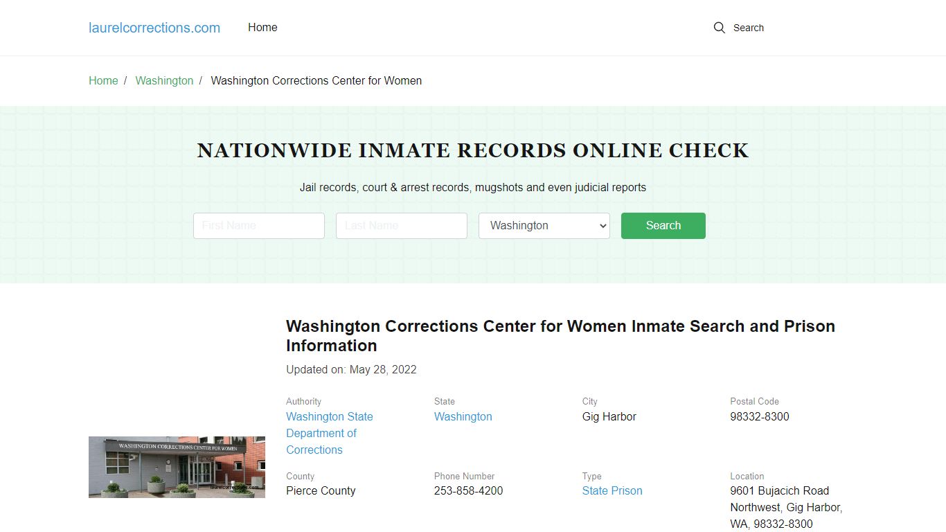 Washington Corrections Center for Women Inmate Search, Visitation ...